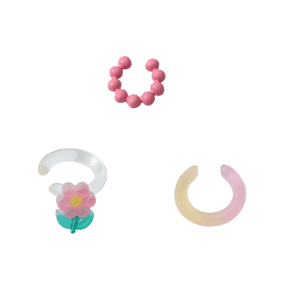 Set 3 Khuyên Tai Hình Hoa Nhỏ Bằng Acrylic Thời Trang Ngọt Ngào Cho Nữ