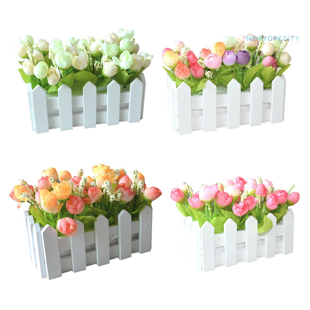 1 Bộ Hàng Rào Và Giá Đỡ Hoa Nhân Tạo Bằng Gỗ Màu Trắng Dành Cho Trang Trí Vườn Nhà