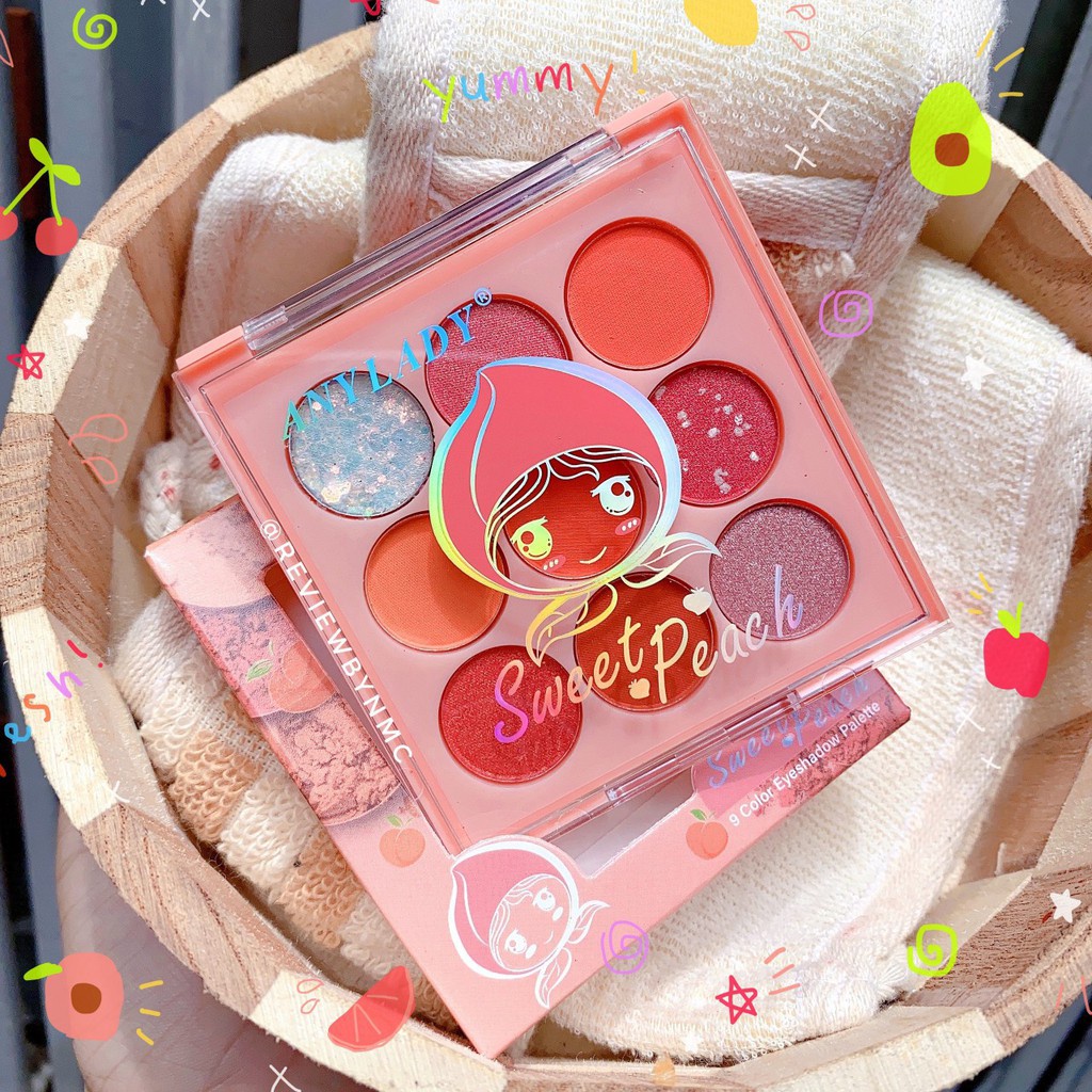Bảng phấn mắt 9 ô tròn Any Lady Lovely Strawberry siêu xinh