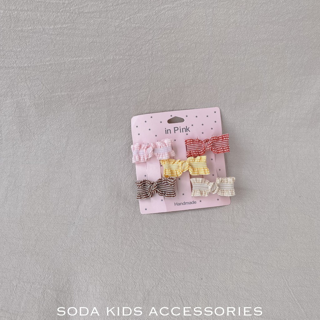 (Ảnh thật) Set 5 kẹp nơ caro nhún