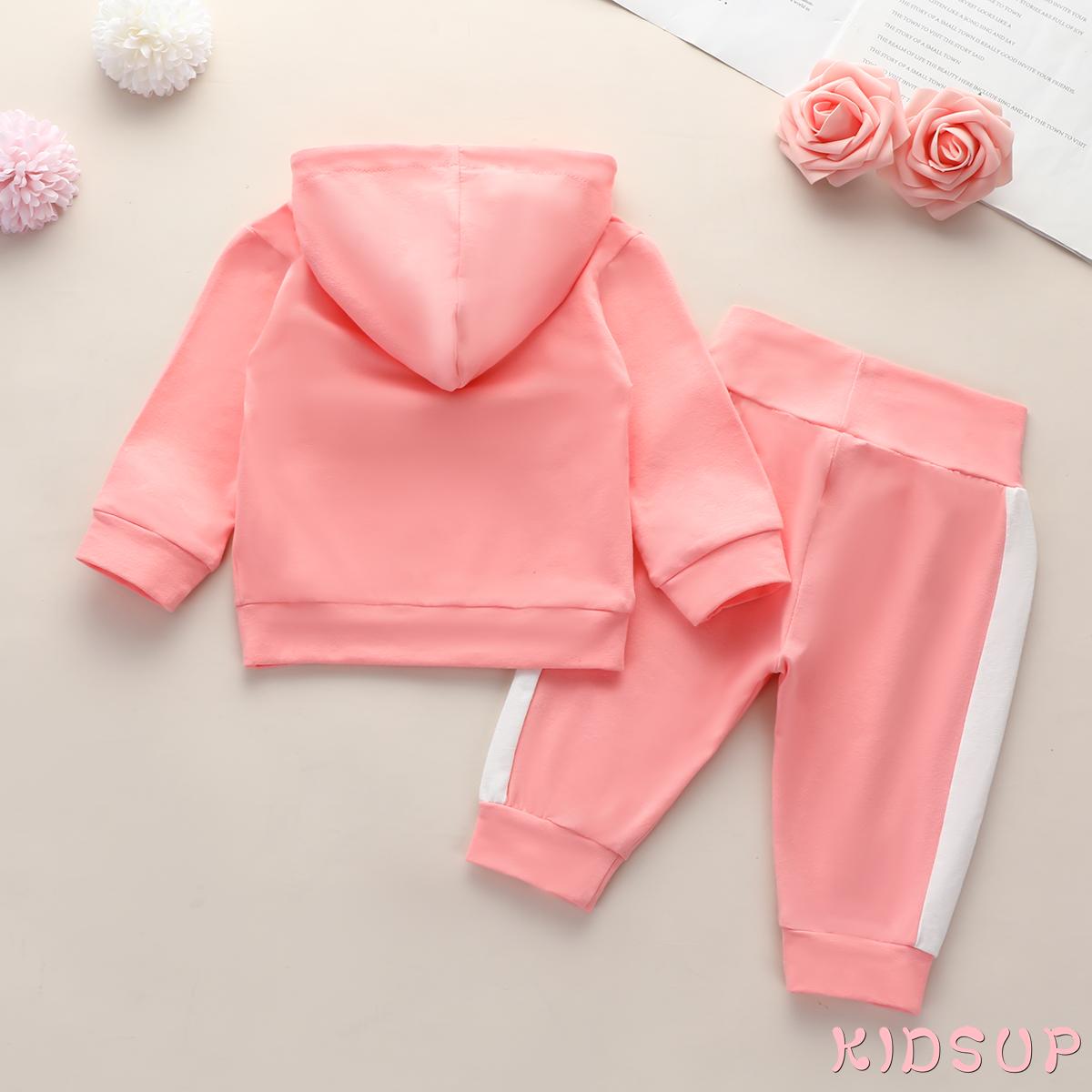 Bộ Áo Hoodie Tay Dài In Chữ + Quần Dài Thể Thao Thời Trang Xuân Thu Cho Bé Gái