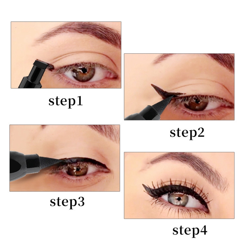 (Hàng Mới Về) 1 Bút Kẻ Mắt Có Đầu Tem In Hình Tam Giác Màu Đen Chống Nước Jp5