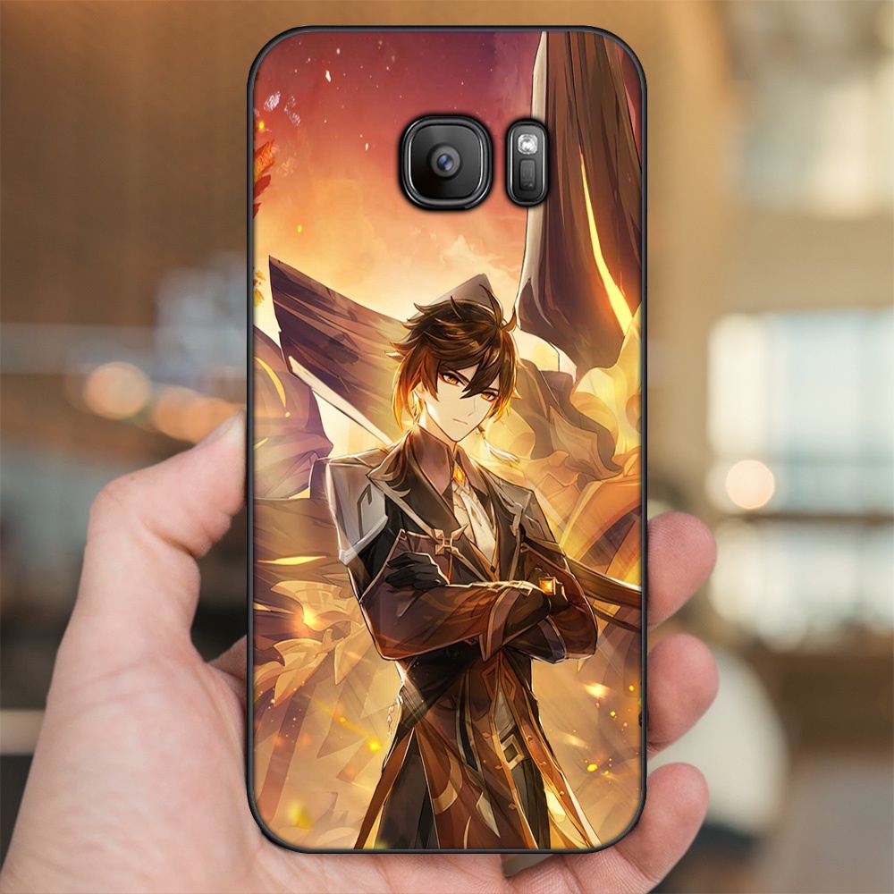 Ốp lưng Samsung S6, S6 Edge, S6 Edge Plus, S7, S7 Edge viền đen in hình Zhongli Genshin Impact