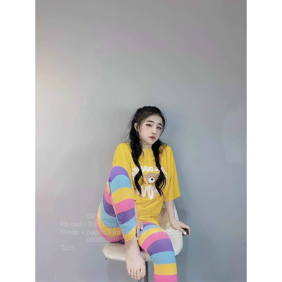 Set bộ thun cầu vồng chất liệu cao cấp, vải cotton mềm mại, thoáng mát, trẻ trung - 𝑲𝒉𝒐 𝒔𝒊̉ 𝑺𝒂̀𝒊 𝑮𝒐̀𝒏 | BigBuy360 - bigbuy360.vn