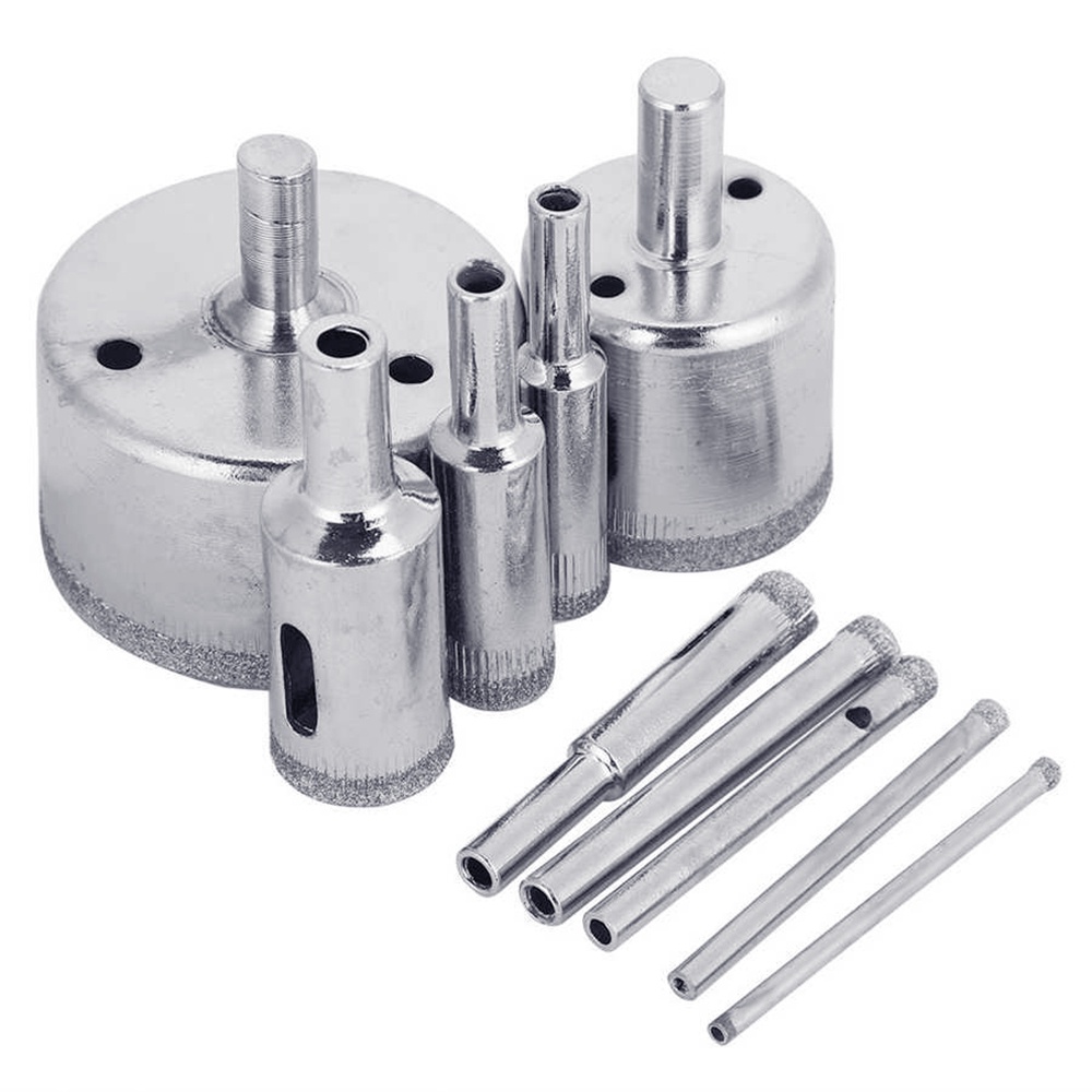 Set 10 Mũi Khoan Lỗ 8 / 10 / 12 / 14 / 16 / 18 / 20 / 22 / 25 / 50 mm Chuyên Dụng Cho Vật Liệu Kính