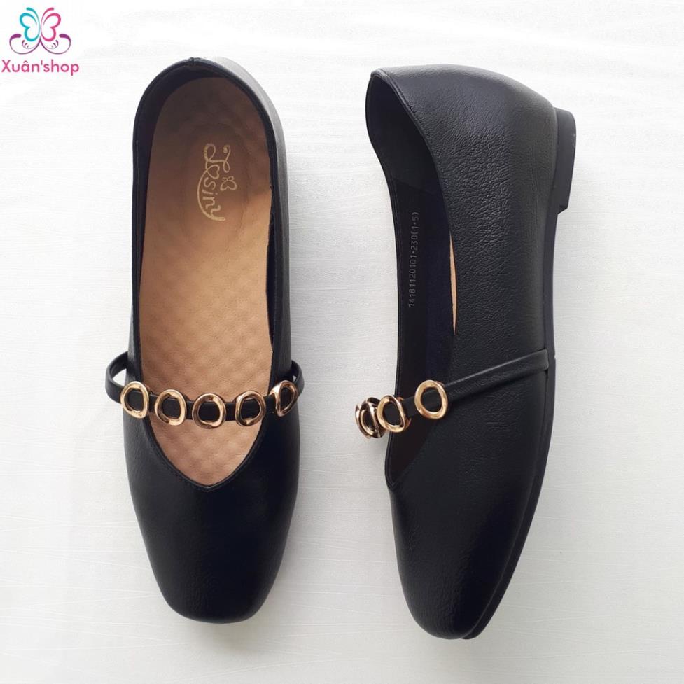 Giày búp bê giấu gót Josiny da mềm, mũi vuông, cao 3cm (size 36-230) XKI