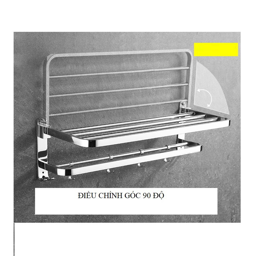 Kệ Để Đồ Nhà Tắm Đa Năng, Giá Treo Khăn Mặt 2 Tầng Chất Liệu Inox  Lắp Đặt Dán Tường Siêu Dính