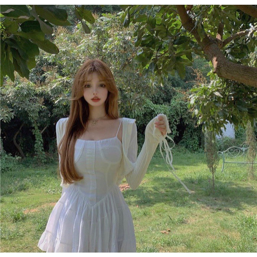 SET ĐẦM 2S TRẮNG CHÂN BÈO KÈM KHOÁC CROP