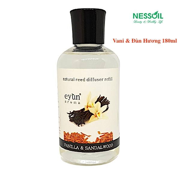 Tinh dầu Refill  180ml hương Vani & Gỗ Đàn Hương, dùng để rót vào bộ cắm đã cạn tinh dầu