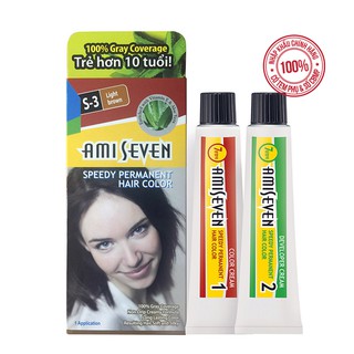 Nhuộm phủ bạc dược thảo số S3 Nâu sáng - Nhanh 7 phút (60g + 60g) có phụ kiện