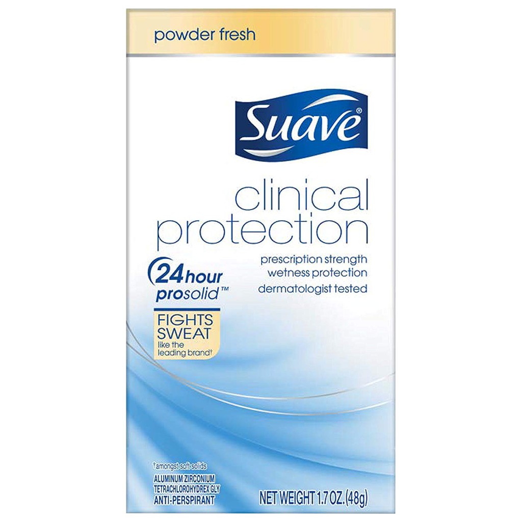 Lăn sáp khử mùi nữ hương phấn Suave Clinical Antiperspirant Deodorant Powder Fresh 48g (Mỹ)