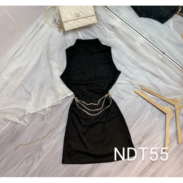 Đầm khoét eo phối xích chất vải Borip Cam Kết Hàng Y Hình Kèm Ảnh Thật Chính Chủ ( Size từ 40-53kg )