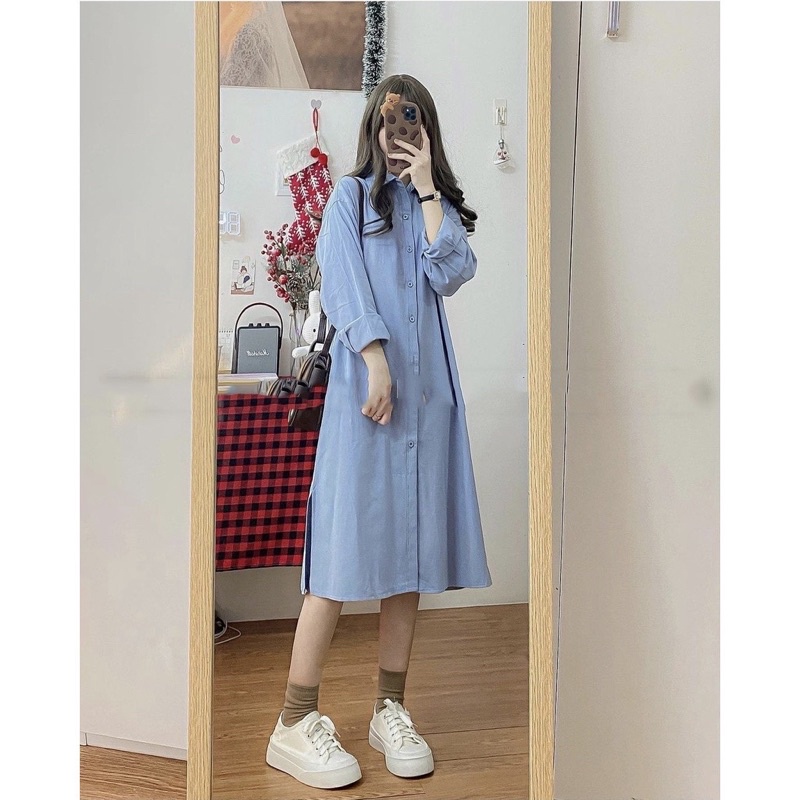✨Đầm sơ mi chất đũi lụa Hàn xịn xò sll đi cafe quá ư là mê 😻 | BigBuy360 - bigbuy360.vn