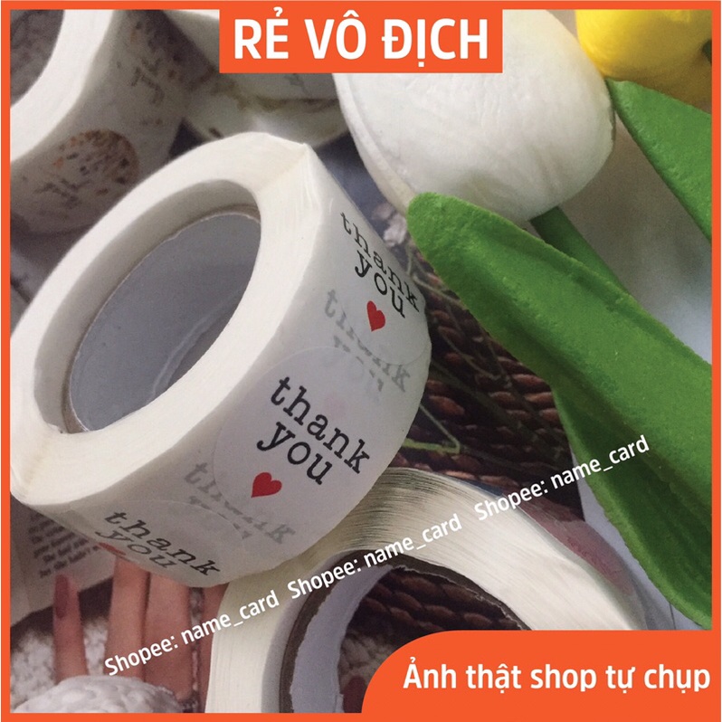 Tem thank you sticker, tem dán cảm ơn khách hàng, kích thước 2,5 cm