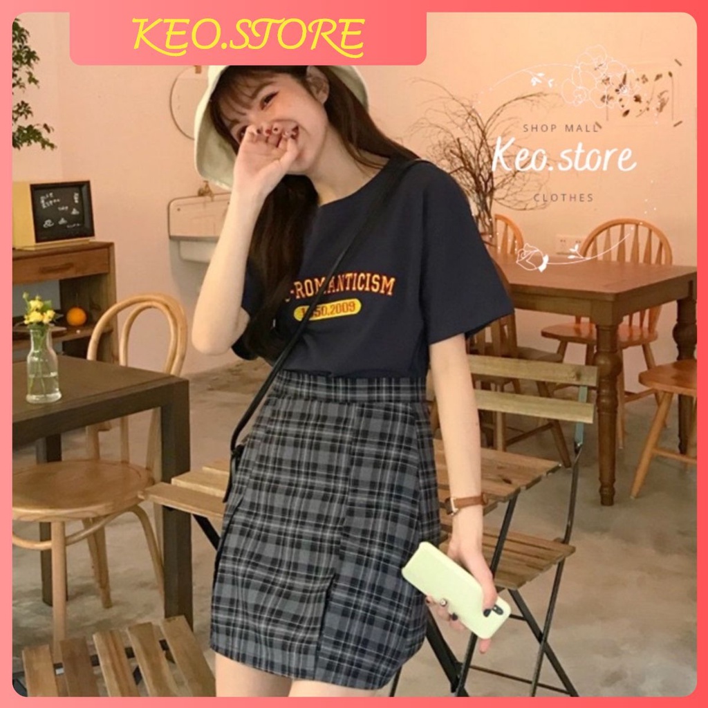 Set đồ nữ 🦋 trang phục trẻ trung năng động cá tính gồm chân váy kẻ kèm áo phông style