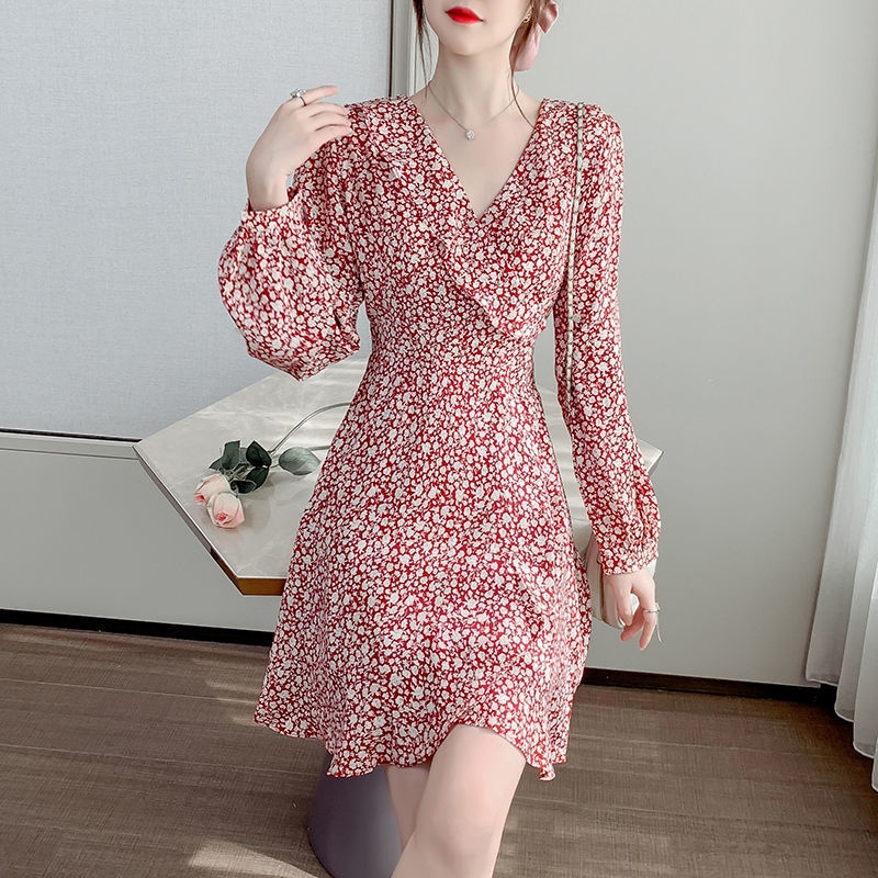 Đầm Voan Hoa Dài Tay Thời Trang Thanh Lịch Dành Cho Nữ