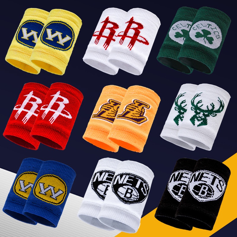 Băng Cổ Tay Thể Thao, Băng Đeo Tay Bóng Rổ Thấm Mồ Hôi In CLB NBA Los Angeles Chicago Celtics Warriors Jordan Kobe Curry