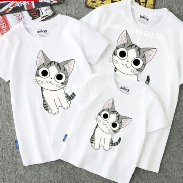 Áo đồng phục gia đình hình con mèo
