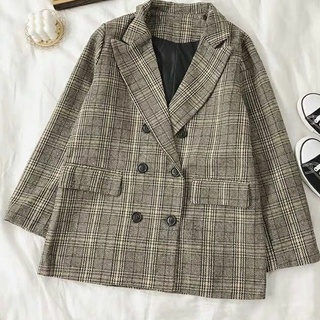 Áo khoác cho nữ dạ kẻ 4 khuy Friday
