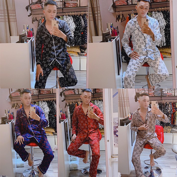 Bộ Đồ Mặc Hè Thu Chất Lụa, Bộ pijama Lụa Dài Tay Phù Hợp Cả Nam Và Nữ