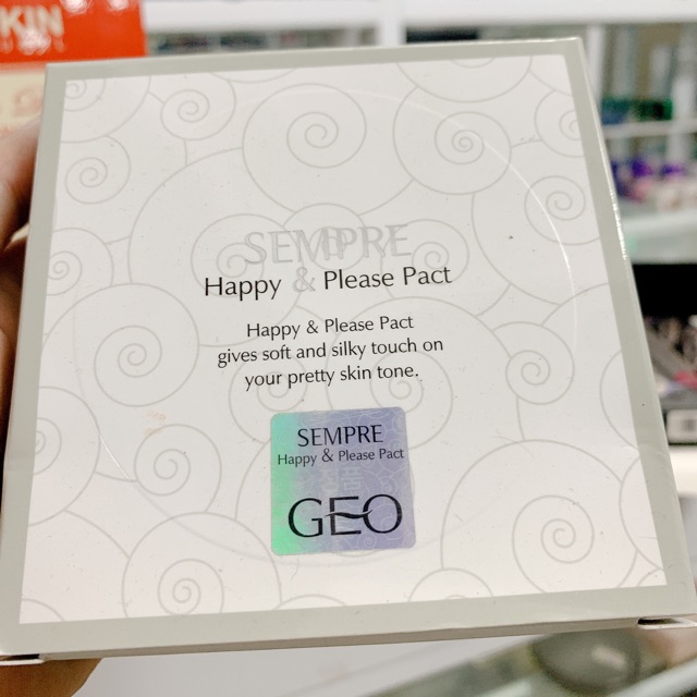 Phấn phủ Geo trắng siêu mịn -semper happy &amp; please pact ( Cam kết hàng chuẩn auth,đền 100 lần nếu phát hiện hàng giả)