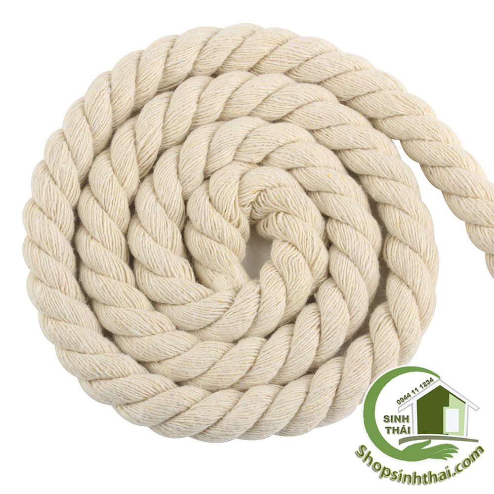 Dây thừng mềm màu trắng - dây thừng se Macrame cotton - dây lớn dày 15mm [ 1 mét ]