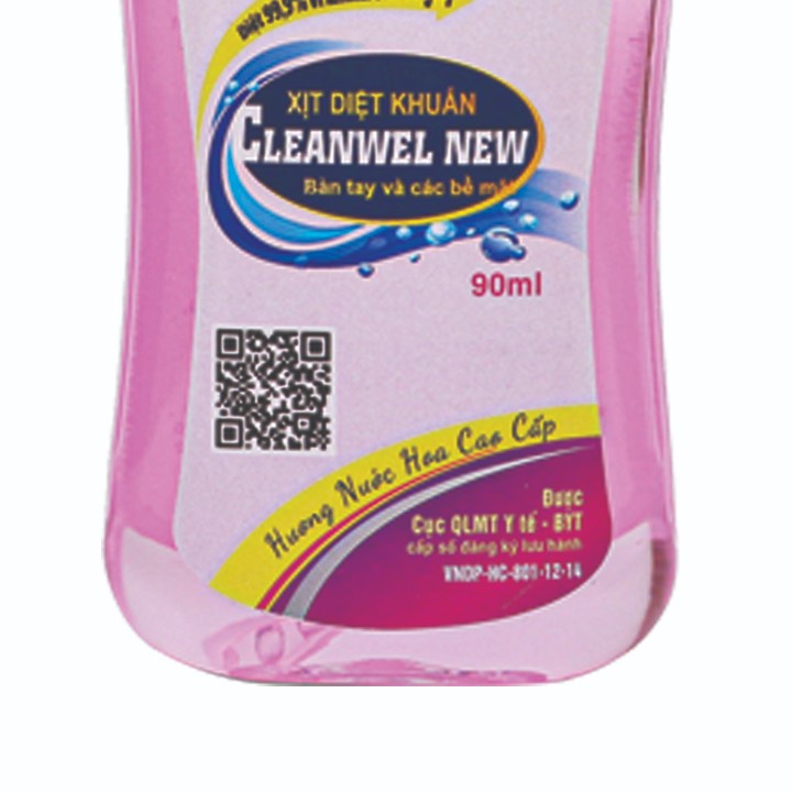 Dung dịch sát khuẩn tay nhanh/Sát khuẩn bề mặt CLEANWEL NEW - Chai 90ml Vòi Xịt