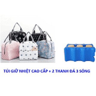 Set túi giữ nhiệt, giữ lạnh cao cấp+2 đá sóng