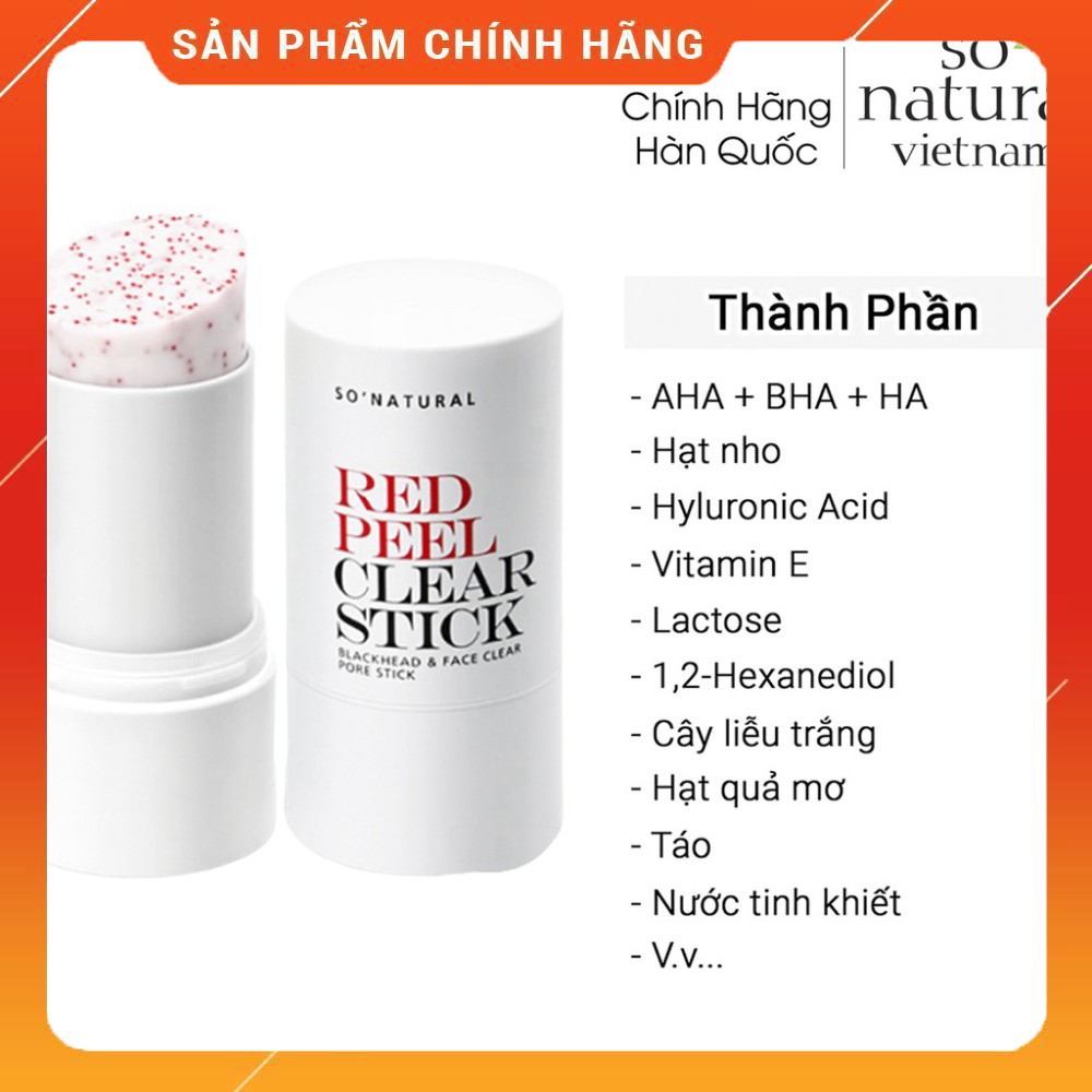 Red Peel Clear Stick So Natural Pore Blackhead & Face Thanh Lăn Mụn Đầu Đen 23g