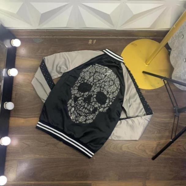Tết🌺 🍀 (Sỉ = Lẻ) Áo khoác bomber Philipp Plein đầu lâu đính đá trắng * ↺ ¹ . - Az1