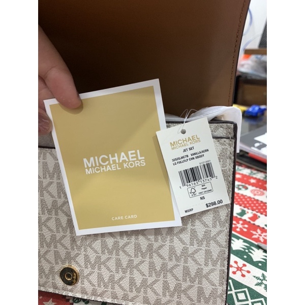 Túi hộp MK jet set trắng logo signature AUTHENTIC