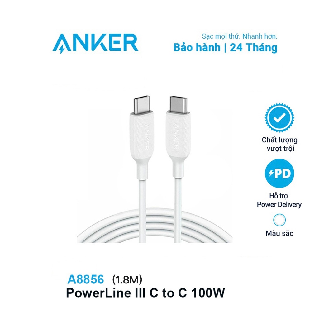 Cáp sạc Nhanh Anker A8632 Type-C to Lightning,Củ Sạc Nhanh A2615 30W,Cho iPhone PD 20W 13 12 Pro 11 XS 8P Macbook iPad