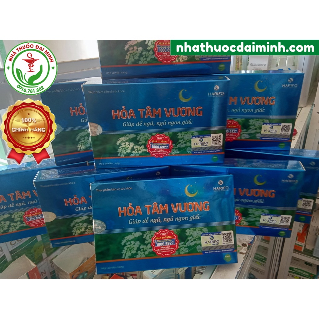 Hỏa Tâm Vương Hộp 20 Viên - Viên Uống Giúp Dễ Ngủ, Ngủ Sâu Giấc