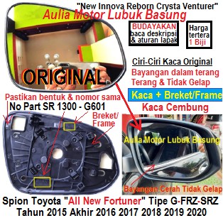 Gương Chiếu Hậu + Giá Đỡ Chuyên Dụng Cho Xe Hơi Toyota New Fortuner 2015 End 2016 2017 2018 2019 2020 2021 Type G Frz Srz