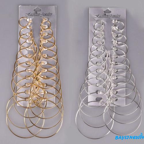 Bộ 12 đôi khuyên tai tròn thời trang độc đáo