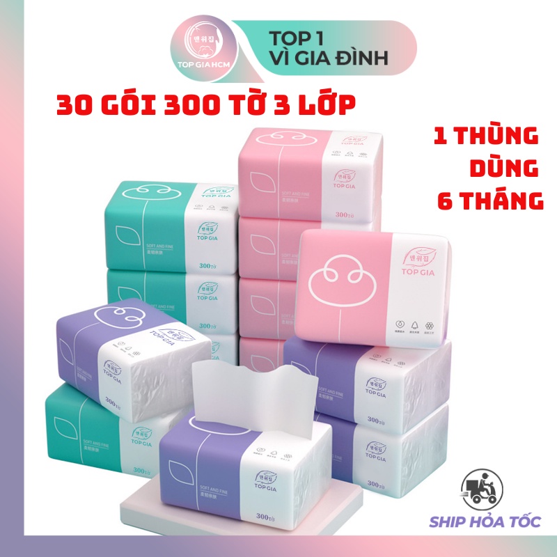 Giấy gấu trúc giấy ăn Top gia thùng 30 gói mềm mịn siêu dai