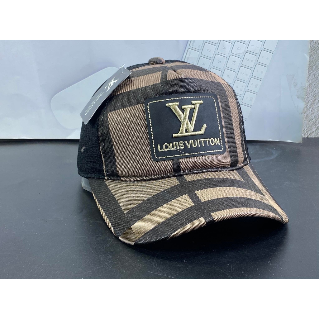 Nón kết nam nữ - Mũ lưỡi trai  thêu lv phối lưới da caro cá tính - thời trang hàn quốc