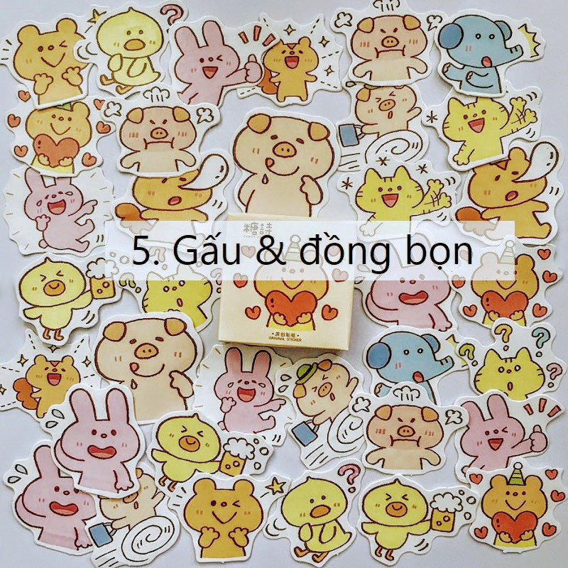 [ GIFT ] Bộ 4 sticker cute dán màn hình, bàn học, tủ, mũ bảo hiểm, vali