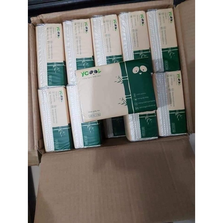 Giấy ăn Gấu Trúc YCOOL thùng 30 gói/300 tờ/4 lớp siêu mềm mịn, siêu dai , không chất tẩy, an toàn cho người sử dụng