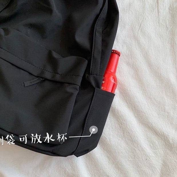 Ba Lô Nữ Đen Cứng Dung Lượng Lớn Ba Lô Hợp Thời Trang Ulzzang Bông Tai Kẹp Casual Dây Kéo Túi Chống Nước Sinh Viên Phong Cách Nhật Bản