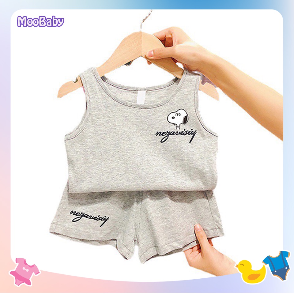 Đồ Bộ Ba Lỗ Bé Trai Bé Gái Mặc Đều Xinh, Bộ Sát Nách In Hình Chó Snopy Cực Xinh Chất Cotton Cho Bé Từ 7-28kg