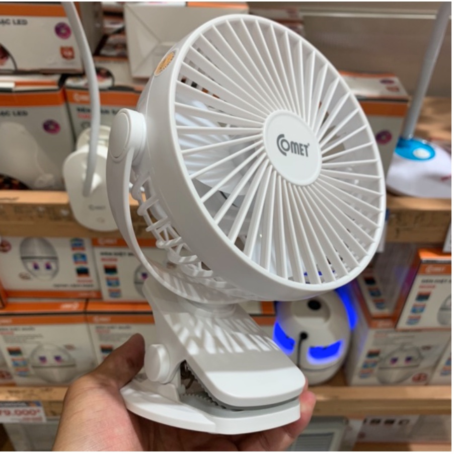 Quạt mini quạt sạc đa năng Comet CRF0705 - Kẹp bàn - Hàng chính hãng