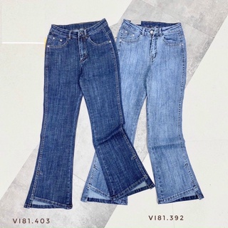 Quần jeans đen ống loe lưng cao- hình thật jeans vnxk cao cấp