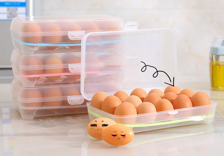 Hộp Đựng Trứng ANAEAT 15 Ô Bằng Nhựa PP Có Nắp Tiện Lợi Để Tủ Lạnh