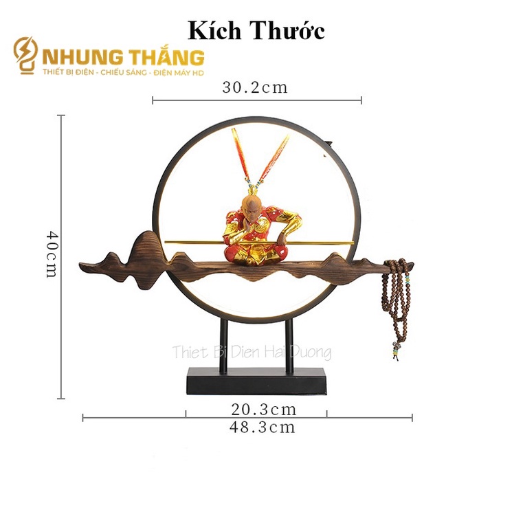 Đèn Bàn Led Tượng Ngộ Không Cao Cấp PT-32 - Decor Trang Trí Phòng Ngủ - Tặng Kèm Túi Trầm Hương Và Vòng Gỗ