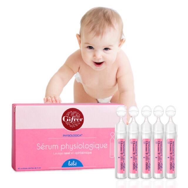 HSD 2023] Nước muối sinh lý tép hồng Physiologique Pháp (bán theo hộp 40 ống)