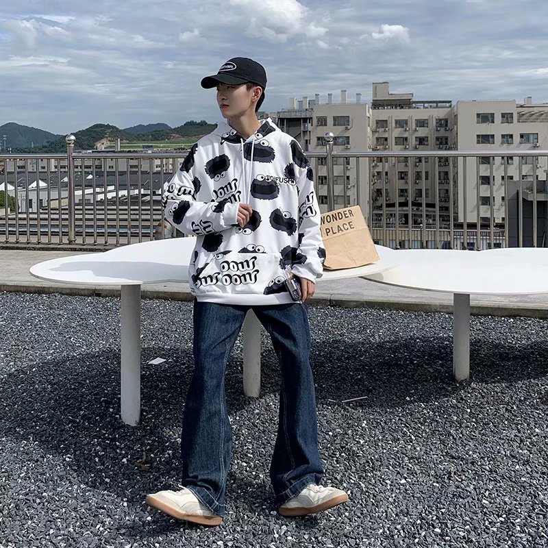 NEW Fashionable Men's Style Cartoon Print Hoodie Oversized Hoodie