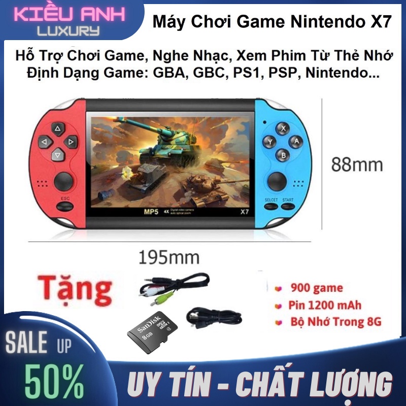 Máy Chơi Game Cầm Tay X7 Màn Hình 4.3Inch Có Sẵn 900 Game Hỗ Trợ Nghe Nhạc, Xem Phim, Đọc Sách Tặng Kèm Thẻ Nhớ 8Gb