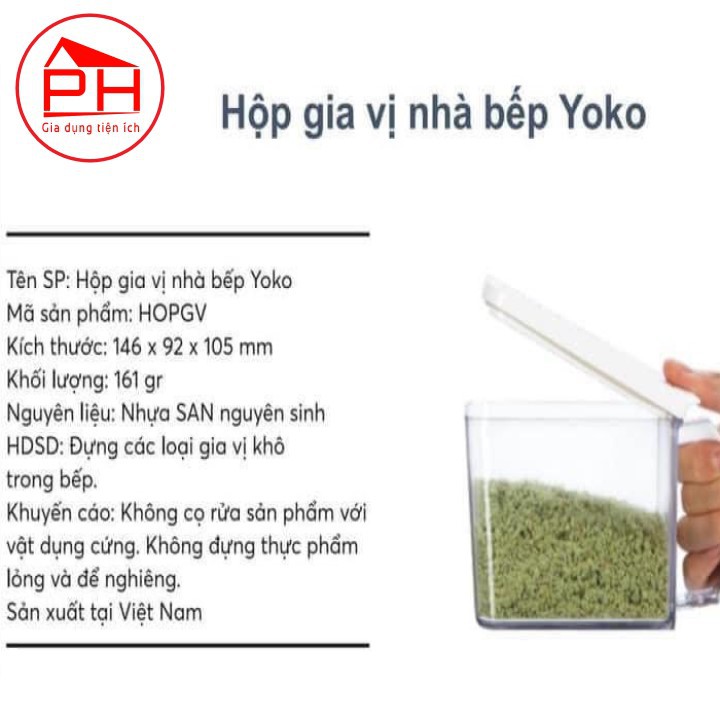 Hộp gia vị nhà bếp Yoko INOCHI - Công nghệ Nhật Bản sử dụng nhựa nguyên sinh cao cấp, an toàn sức khỏe - NPP HS Shop