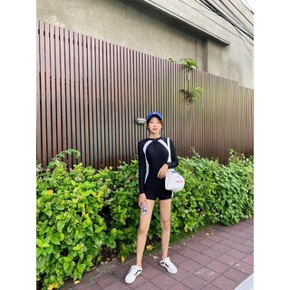 Bikini tay dài đen khoá kéo